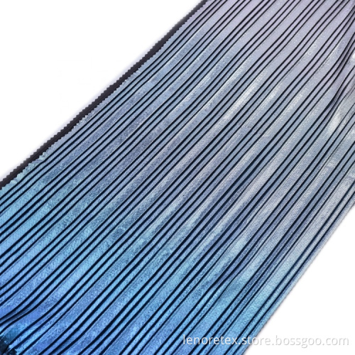 Polyester Knitted Gradient Color Foil Print Pleated Fabric